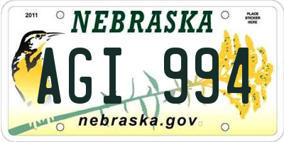 NE license plate AGI994