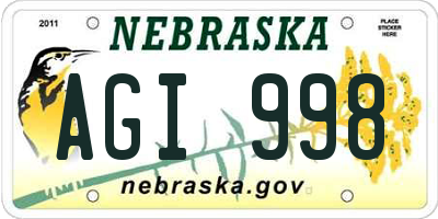 NE license plate AGI998