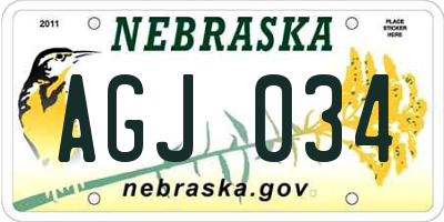 NE license plate AGJ034