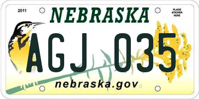NE license plate AGJ035