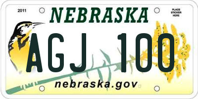 NE license plate AGJ100