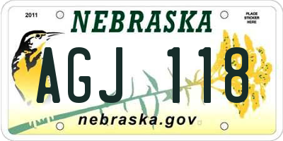 NE license plate AGJ118