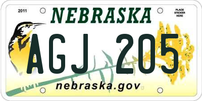 NE license plate AGJ205