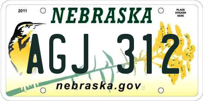 NE license plate AGJ312