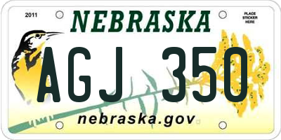 NE license plate AGJ350