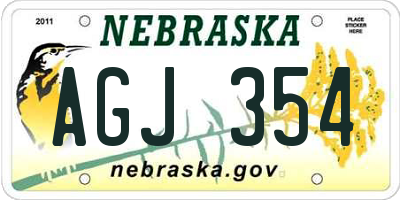 NE license plate AGJ354