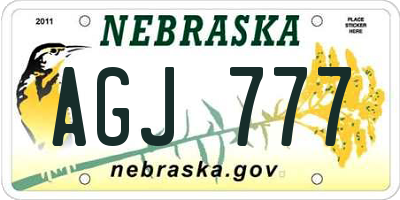 NE license plate AGJ777
