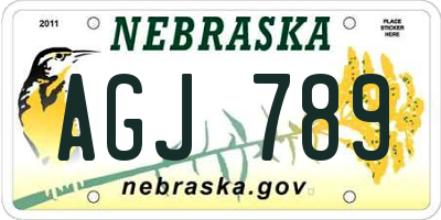 NE license plate AGJ789