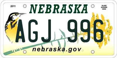 NE license plate AGJ996