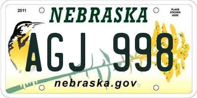 NE license plate AGJ998