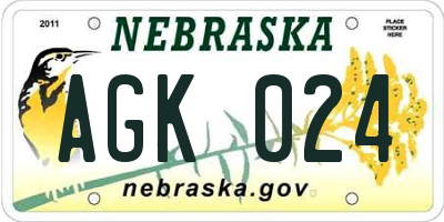 NE license plate AGK024