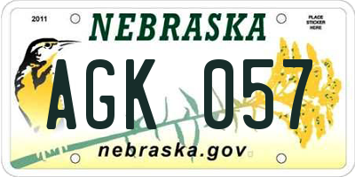NE license plate AGK057