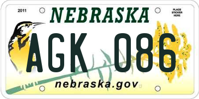 NE license plate AGK086