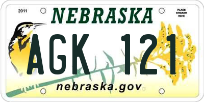 NE license plate AGK121