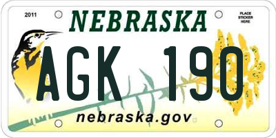 NE license plate AGK190