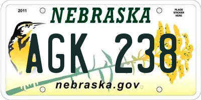 NE license plate AGK238
