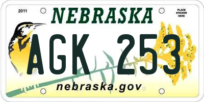NE license plate AGK253