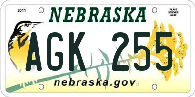 NE license plate AGK255