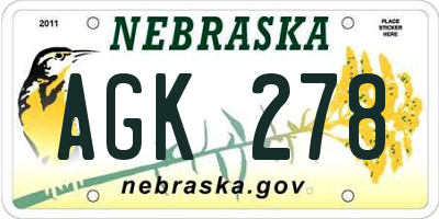 NE license plate AGK278