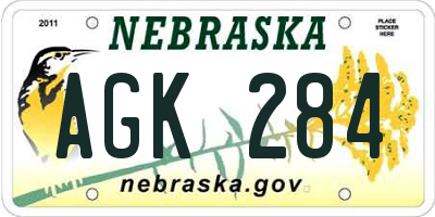 NE license plate AGK284