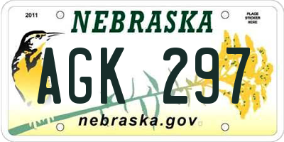 NE license plate AGK297