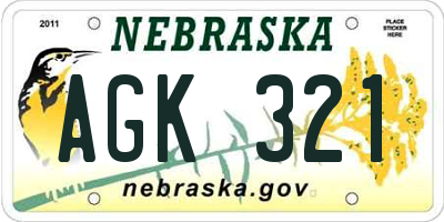 NE license plate AGK321