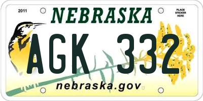 NE license plate AGK332