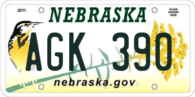 NE license plate AGK390