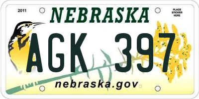 NE license plate AGK397