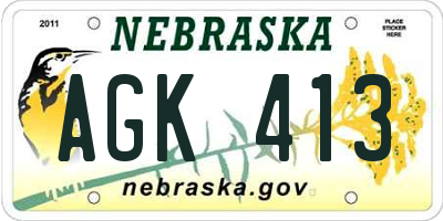 NE license plate AGK413