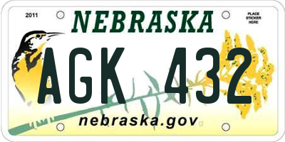 NE license plate AGK432