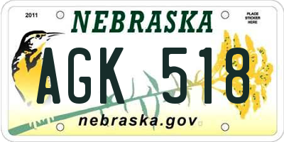 NE license plate AGK518