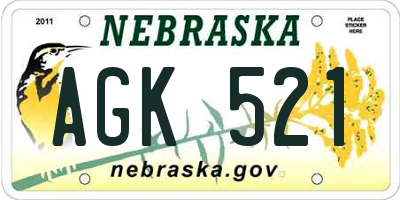 NE license plate AGK521