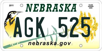 NE license plate AGK525
