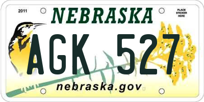 NE license plate AGK527