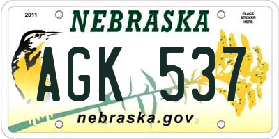 NE license plate AGK537