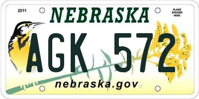 NE license plate AGK572