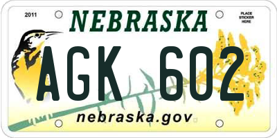 NE license plate AGK602