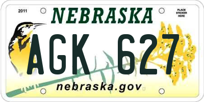 NE license plate AGK627