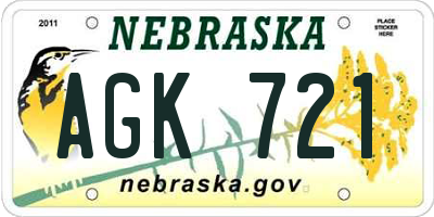 NE license plate AGK721
