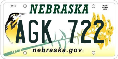 NE license plate AGK722