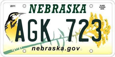 NE license plate AGK723