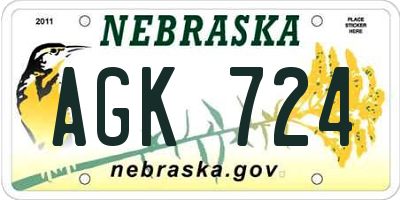 NE license plate AGK724