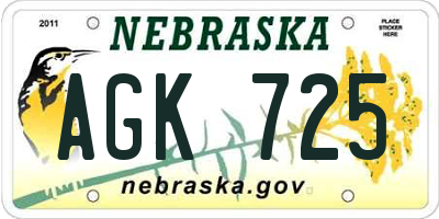 NE license plate AGK725