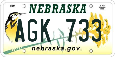 NE license plate AGK733