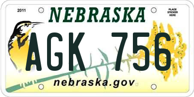 NE license plate AGK756