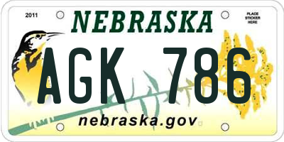 NE license plate AGK786
