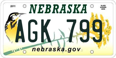 NE license plate AGK799