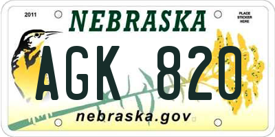 NE license plate AGK820