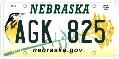 NE license plate AGK825